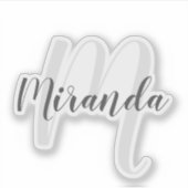 Moderne Manuscript Gepersonaliseerd Monogram en Na Sticker (Voorkant)