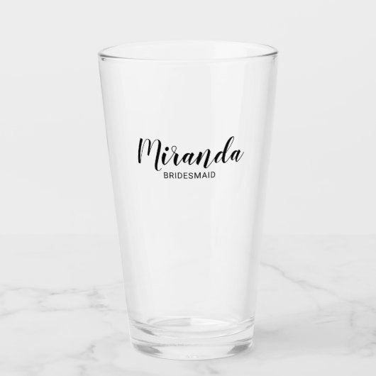 Moderne Manuscript Gepersonaliseerde Bridesmaid Glas (Voorkant)