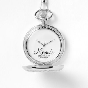 Moderne Manuscript Gepersonaliseerde Bridesmaid Horloge