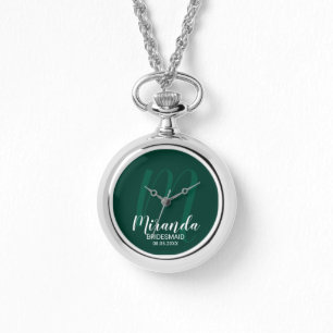 Moderne Manuscript Gepersonaliseerde Bridesmaid Horloge