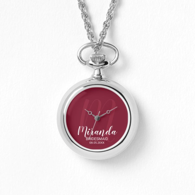 Moderne Manuscript Gepersonaliseerde Bridesmaid Horloge (Voorkant)