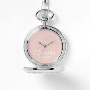 Moderne Manuscript Gepersonaliseerde Bridesmaid Horloge