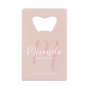 Moderne Manuscript Gepersonaliseerde Bridesmaid Kredietkaart Flessenopener