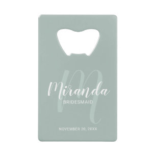 Moderne Manuscript Gepersonaliseerde Bridesmaid Kredietkaart Flessenopener