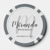 Moderne Manuscript Gepersonaliseerde Bridesmaid Poker Chips (Achterkant)