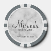 Moderne Manuscript Gepersonaliseerde Bridesmaid Poker Chips (Voorkant)