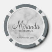 Moderne Manuscript Gepersonaliseerde Bridesmaid Poker Chips (Achterkant)