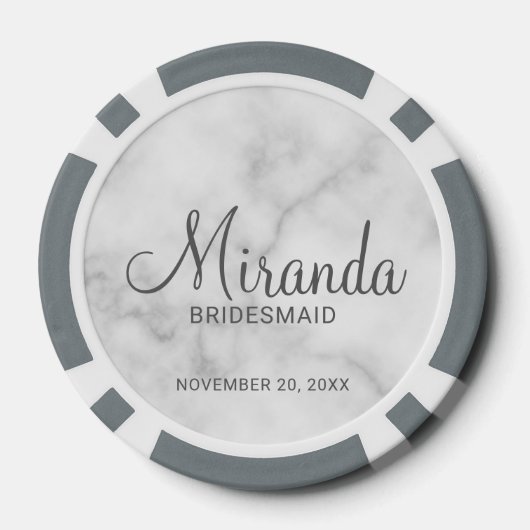 Moderne Manuscript Gepersonaliseerde Bridesmaid Poker Chips (Achterkant)