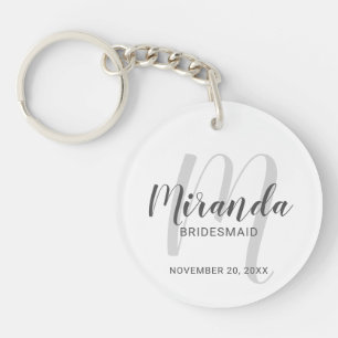 Moderne Manuscript Gepersonaliseerde Bridesmaid Sleutelhanger