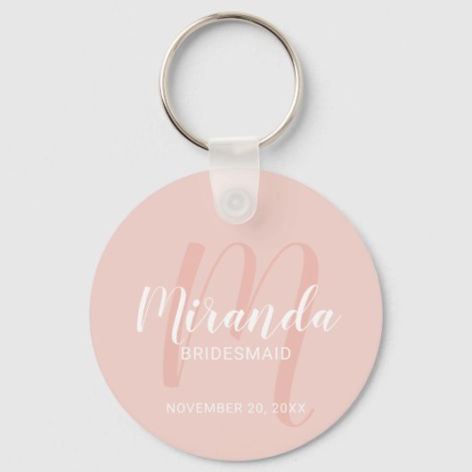 Moderne Manuscript Gepersonaliseerde Bridesmaid Sleutelhanger (Voorkant)