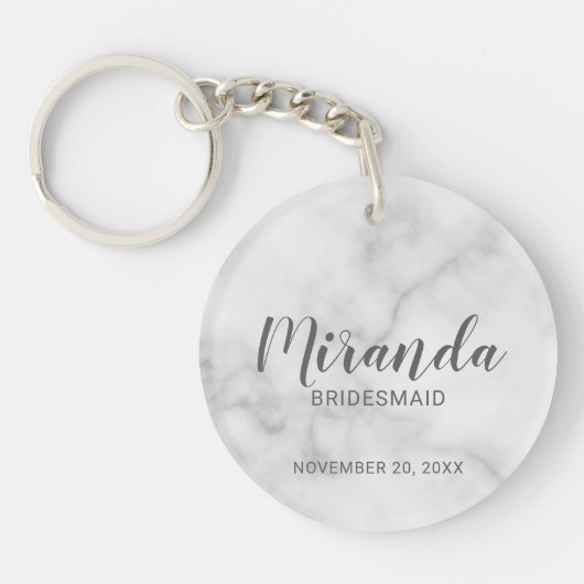 Moderne Manuscript Gepersonaliseerde Bridesmaid Sleutelhanger (Voorkant)