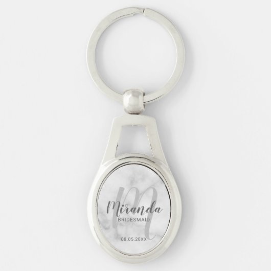 Moderne Manuscript Gepersonaliseerde Bridesmaid Sleutelhanger (Voorkant)
