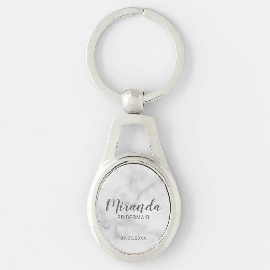 Moderne Manuscript Gepersonaliseerde Bridesmaid Sleutelhanger (Voorkant)