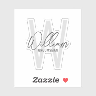 Moderne Manuscript Gepersonaliseerde Naam Groomsme Sticker