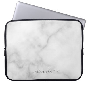 Moderne Manuscript Gepersonaliseerde Naam Witte Ma Laptop Sleeve