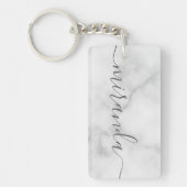 Moderne Manuscript Gepersonaliseerde Naam Witte Ma Sleutelhanger (Voorkant)