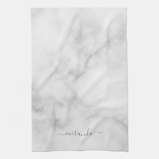 Moderne Manuscript Gepersonaliseerde Naam Witte Ma Theedoek (Verticaal)