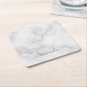 Moderne Manuscript Gepersonaliseerde Naam Witte Ma Vierkante Kartonnen Onderzetter (Schuin)