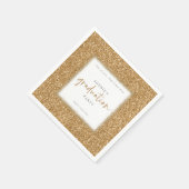 Moderne Manuscript Gold Glitter Name Graduparty Servet (Hoek)