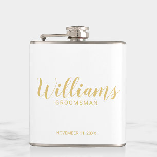 Moderne Manuscript Gold Persoonlijke Groomsmen Heupfles