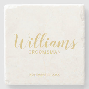 Moderne Manuscript Gold Persoonlijke Groomsmen Stenen Onderzetter