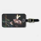 Moderne Manuscript Monogramed Volledige Foto Bagagelabel (Voorkant horizontaal)