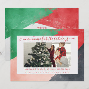 Moderne Manuscript Nieuw Huis voor de Foto van Fee Feestdagenkaart