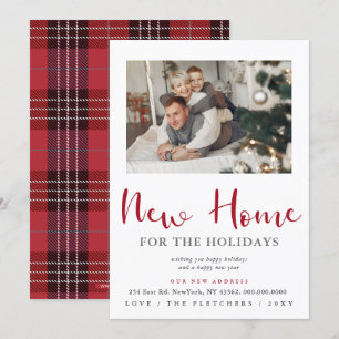 Moderne Manuscript Nieuw Huis voor de Foto van Fee Feestdagenkaart