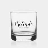 Moderne Manuscript Persoonlijke Bridesmaids Whisky Glas (Voorkant)