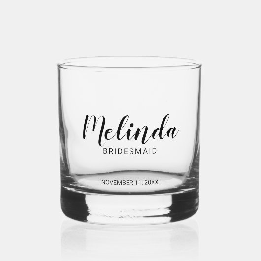 Moderne Manuscript Persoonlijke Bridesmaids Whisky Glas (Voorkant)