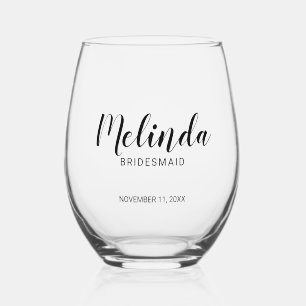 Moderne Manuscript Persoonlijke Bridesmaids Wijnglas Zonder Voet