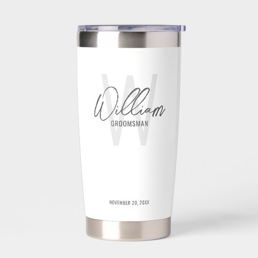 Moderne Manuscript Persoonlijke Groomsmen Geïsoleerde Drinkbeker (Links)