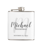 Moderne Manuscript Persoonlijke Groomsmen Heupfles (Voorkant)