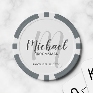 Moderne Manuscript Persoonlijke Groomsmen Poker Chips