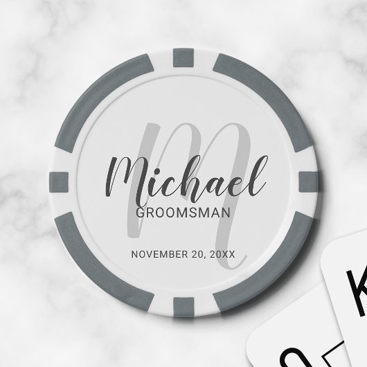 Moderne Manuscript Persoonlijke Groomsmen Poker Chips