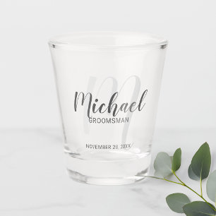 Moderne Manuscript Persoonlijke Groomsmen Shot Glas