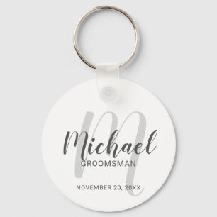 Moderne Manuscript Persoonlijke Groomsmen Sleutelhanger