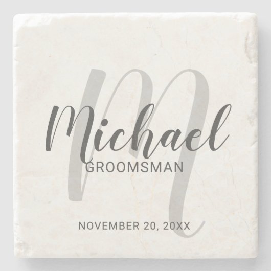 Moderne Manuscript Persoonlijke Groomsmen Stenen Onderzetter (Voorkant)