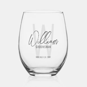 Moderne Manuscript Persoonlijke Groomsmen Wijnglas Zonder Voet