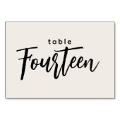 Moderne Manuscript Tabel 14 Veertien off-White Wed Kaart (Voorkant)
