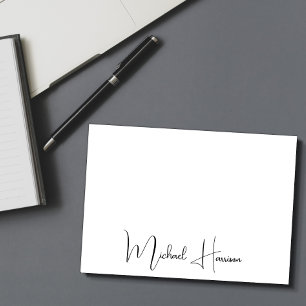 Moderne Manuscript van de Handtekening Monogramed Notitiekaartje