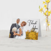 Moderne manuscrit 2 Mariage photo Carte de remerci (Fleur jaune)