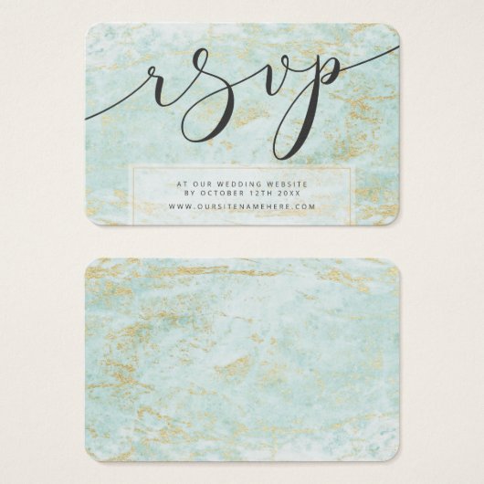 Moderne marbles in Ocean & Gold RSVP Kaarten invoe Visitekaartje (Voorkant /achterkant)