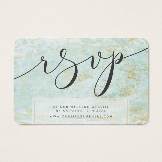 Moderne marbles in Ocean & Gold RSVP Kaarten invoe Visitekaartje (Voorkant)
