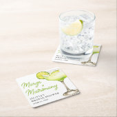 Moderne Margs & Bruilofts Cocktail Bruidsfeestje Vierkante Kartonnen Onderzetter (Insitu)
