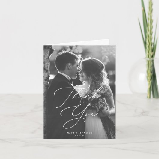 Moderne Mariage de script chic Carte de remercieme (Devant)