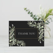 Moderne Mariage vert Feuille Carte de remerciement (Debout devant)