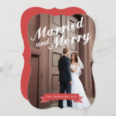 Moderne Marié & Joyeux Carte photo (Devant / Derrière)