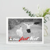 Moderne mariée - carte photo plat rouge de Noël (Debout devant)