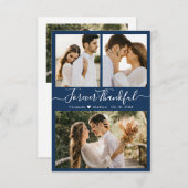 Moderne marine 3 Foto Collage Weddenschap Hartelij Bedankkaart (Voorkant / Achterkant)